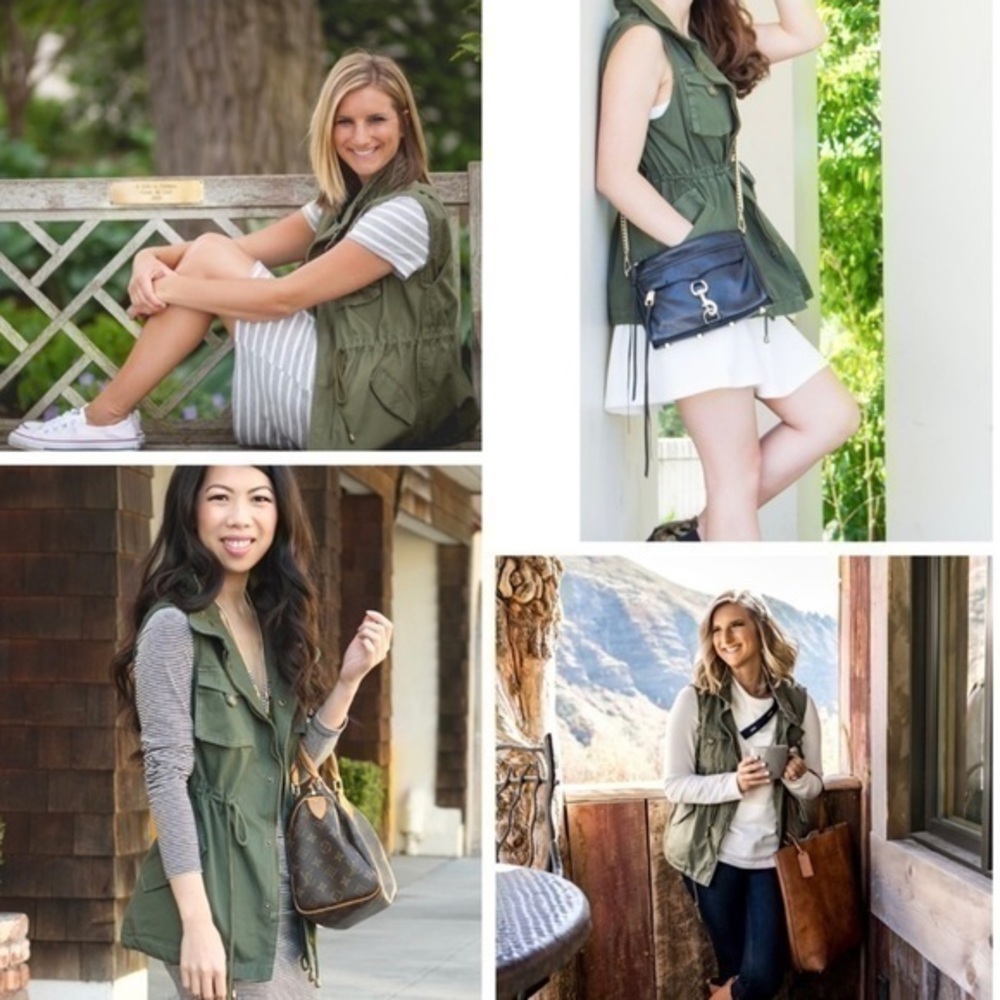 NWOT Pleione Anthropologie Cotton Twill Military Vest Army Green